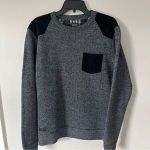 Buffalo David Bitton Men Pullover Long Sleeve Sweater Size M Flannel Lined Gray